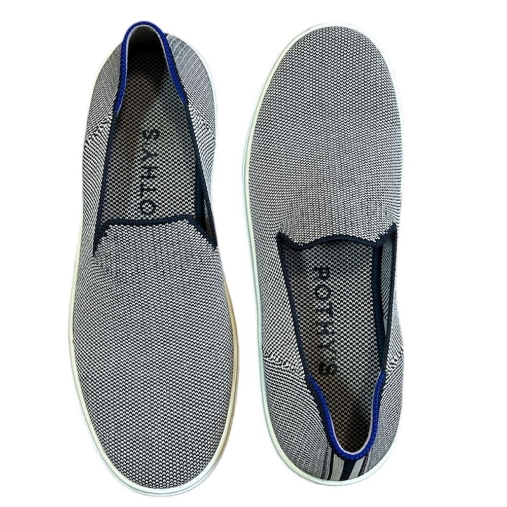 Rothys The Original Slip On Sneaker Blue Womens Shoes Comfort Anchor Knit size 8
